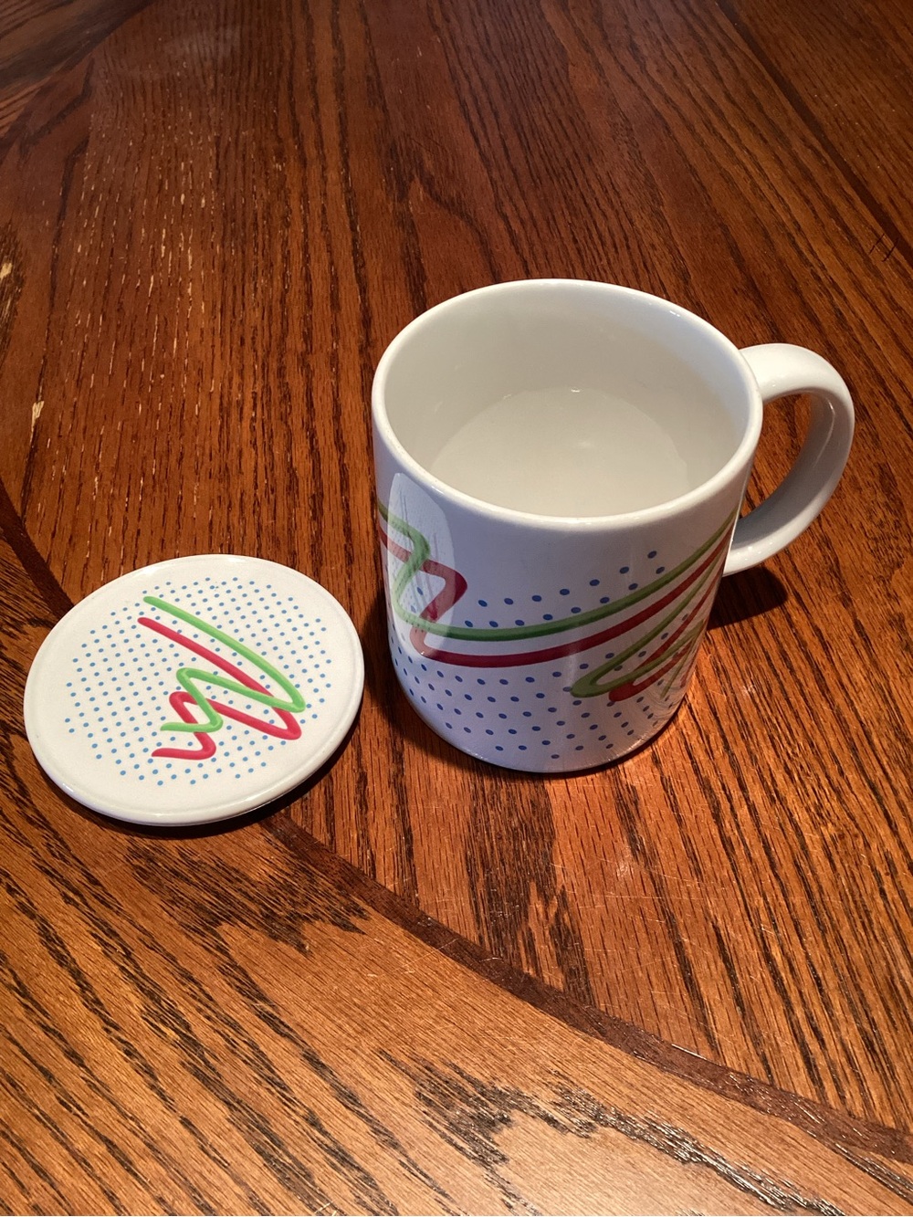Vintage FTD Mug Retro 80s Memphis Style Coffee Cup with Lid/Coaster 10 oz
